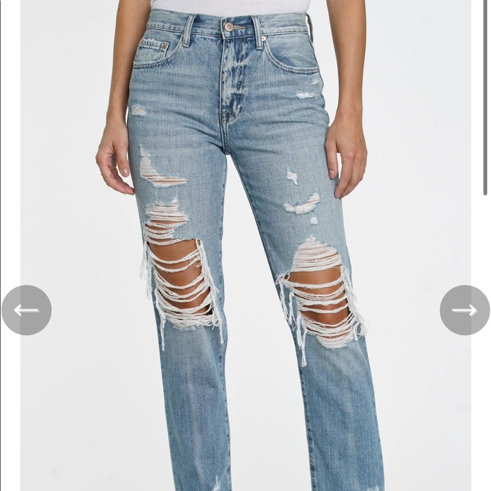 Pistola High Rise Distressed Blue Jeans